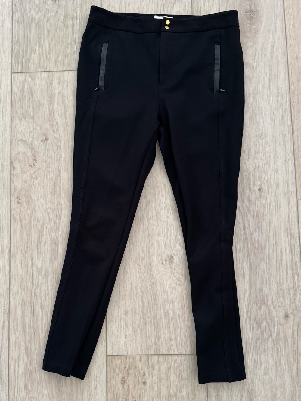 Anthropologie The Essential Slim Zipper black size 4 knit ponte dress pants